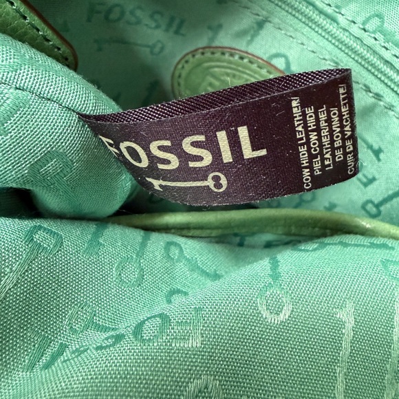 Fossil Maddox Green Leather Satchel Bag Rare - Picture 16 of 16